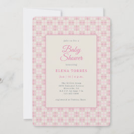 Convite Preppy Pink Plaid Baby Shower Invitation