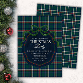 Convite Preppy Plaid Christmas Party Old Money 
