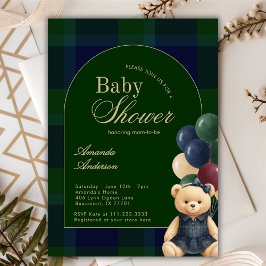 Convite Preppy Polo Teddy Bear Luxury Girl Baby Shower