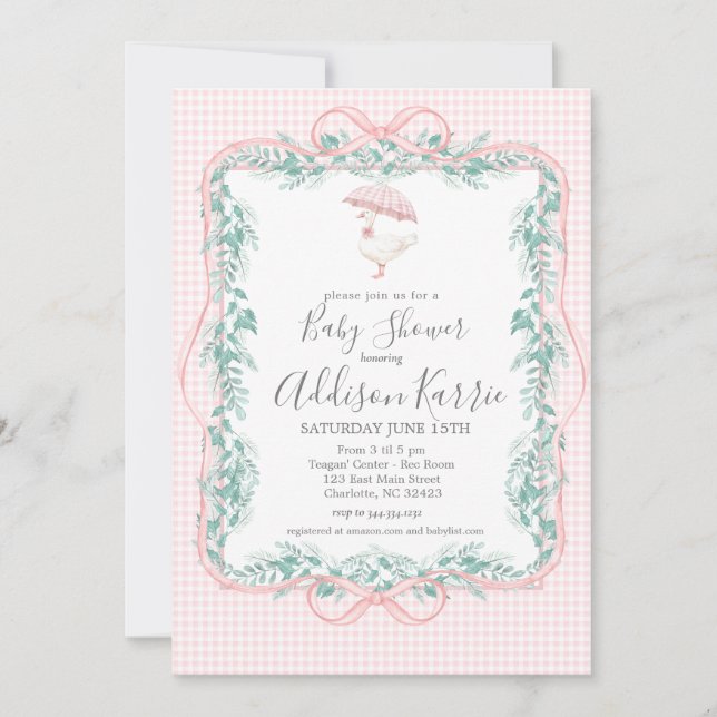 Convite Preppy Southern goose baby shower invite (Frente)