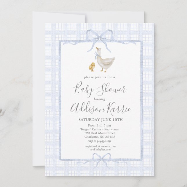 Convite Preppy Southern silly goose boy baby shower invite (Frente)