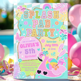 Convite Preppy Splash Pad Party Cute Girly Pool Birthday