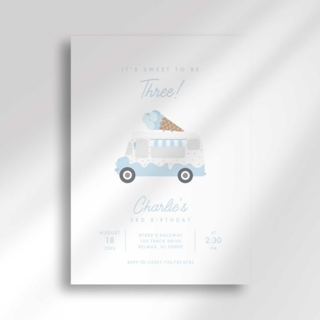 Convite Preppy Stripe Ice Cream Truck Birthday Invitation (Criador carregado)