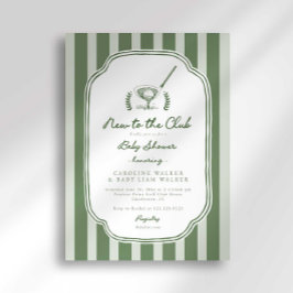 Convite Preppy Stripe New to the Club Golf Baby Shower