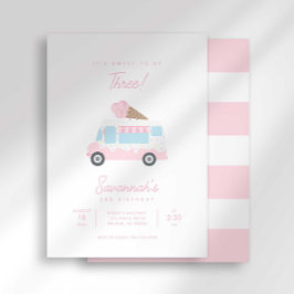 Convite Preppy Stripe Sweet Ice Cream Birthday Invitation