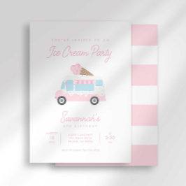 Convite Preppy Stripe Sweet Ice Cream Birthday Social