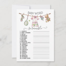 Convite Preppy Tênis Clothesline Baby Word Scramble