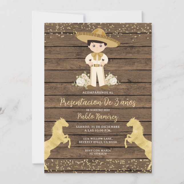 Convite Presentación de tres años invitación niño Birthday (Frente)