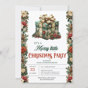 Convite Presente clássico de Natal retrô tradicional