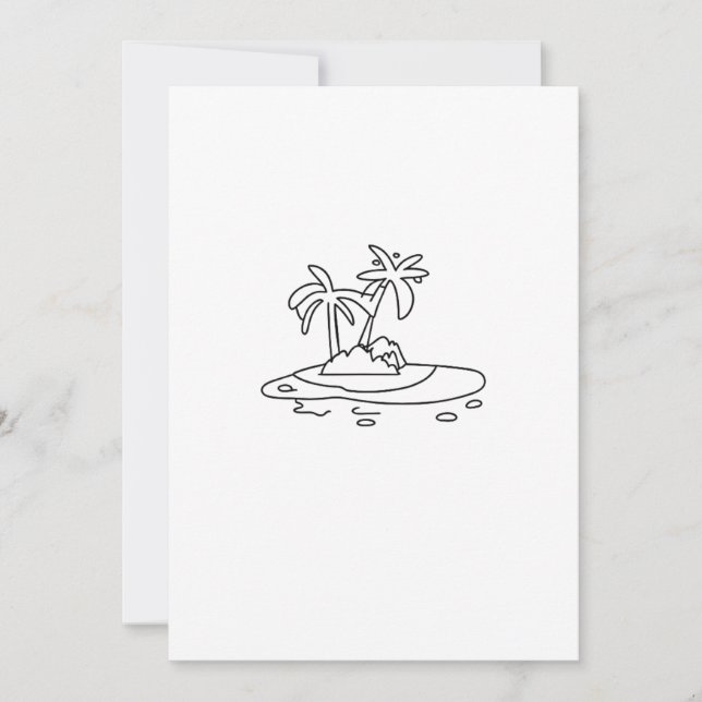 Convite Presente da Ilha do Paraíso, desenho de linha (Frente)