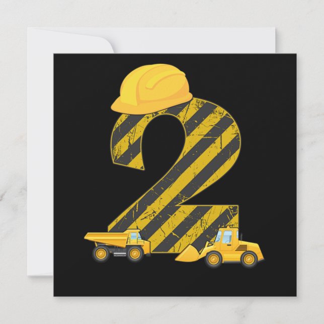 Convite Presente de 2º Aniversário Digger 2 Anos Construto (Frente)