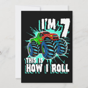 Convite Presente de aniversário de 7 anos para Monster Tru