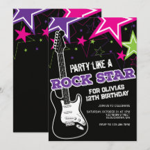 Presente de aniversário de guitarra rosa roxa Rock