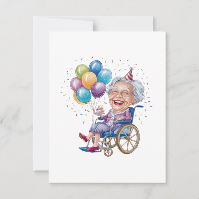 Convite Presente de aniversário engraçado para tia idosa (Frente)