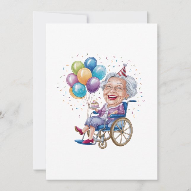 Convite Presente de aniversário engraçado para tia idosa (Frente)