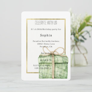 Convite Presente de Aniversário Estampa de Jacaré Verde  