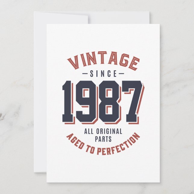 Convite Presente de Aniversário Vintage Desde 1987 (Frente)