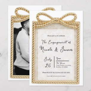 Convite Presente de Arco de Ouro Foto de Engajamento Prese