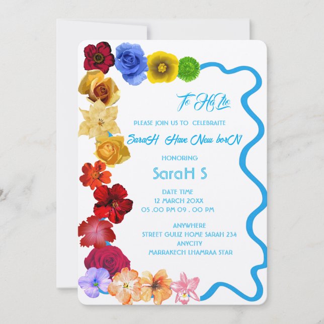Convite Presente de Bebê Personalizado Recém-Nascido Todas (Frente)