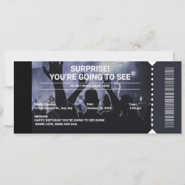 Convite Presente de Bilhete de Concerto Surpresa Preto e B
