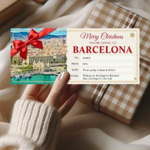 Convite Presente de Bilhete de Viagem a Barcelona no Natal