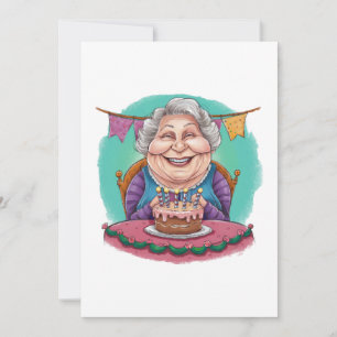 Convite Presente de Bolo de Aniversário da Vovó Fofa
