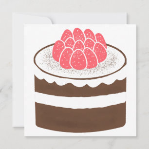 Convite Presente de Bolo de Camadas de Morango com Chocola