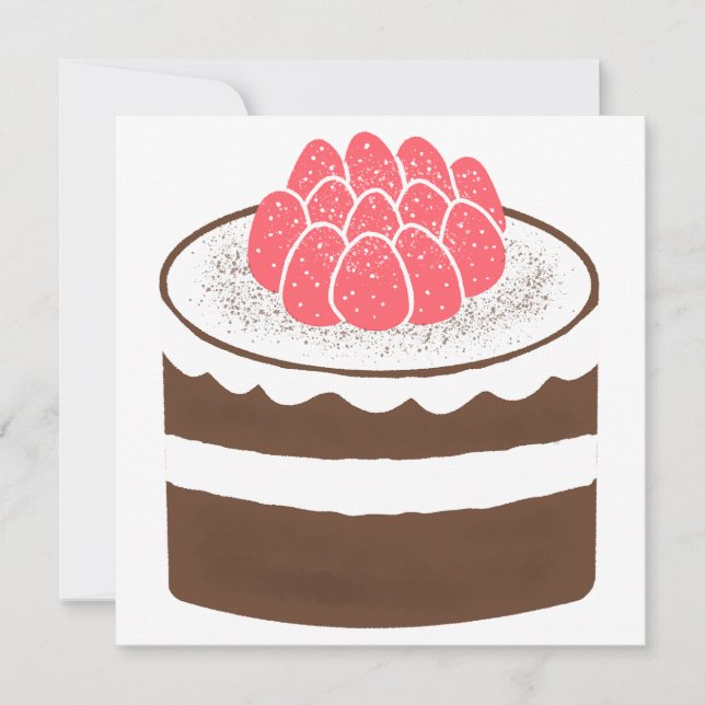 Convite Presente de Bolo de Camadas de Morango com Chocola (Frente)