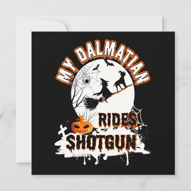 Convite Presente de Dálmata | Meu Dálmata Rides Shotgun (Frente)