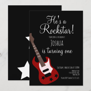 Convite Presente de Estrela de Guitarra Rockstar para Meni