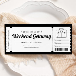 Convite Presente de Fim de Semana Viagem Voucher