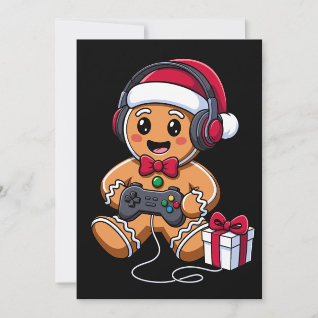 Convite Presente de Fones de Ouvido para Jogador de Natal  (Frente)