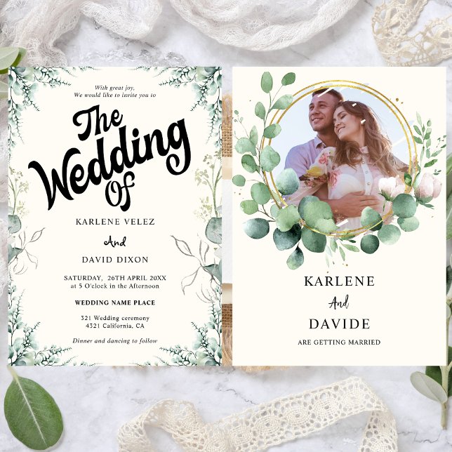 Convite Presente de Foto de Eucalipto Elegante (Criador carregado)