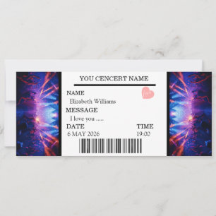 Convite Presente de Ingresso de Concerto Personalizado Men
