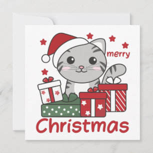 Convite Presente de Natal de Gato Animais de Inverno Gatos