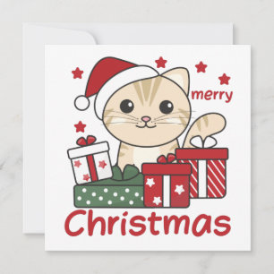 Convite Presente de Natal de Gato Animais de Inverno Gatos