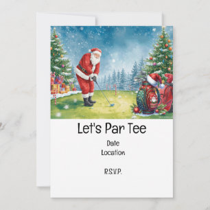 Convite Presente de Natal de Golfe com Papais noeis Golfer