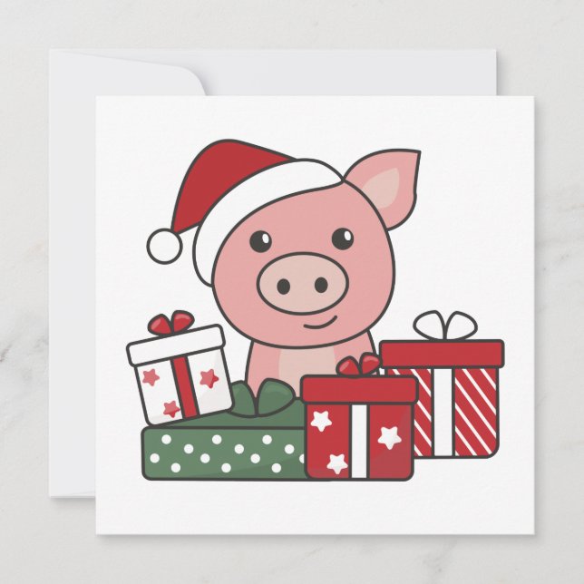 Convite Presente de Natal de Porco Animais de Inverno Porc (Frente)