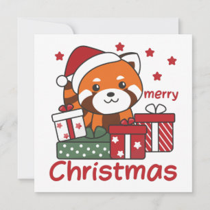 Convite Presente de Natal do Panda Vermelho Pandas Vermelh
