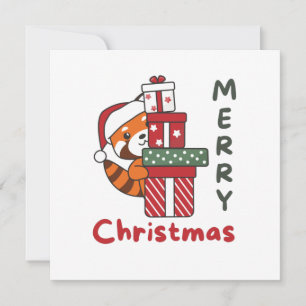 Convite Presente de Natal do Panda Vermelho Pandas Vermelh