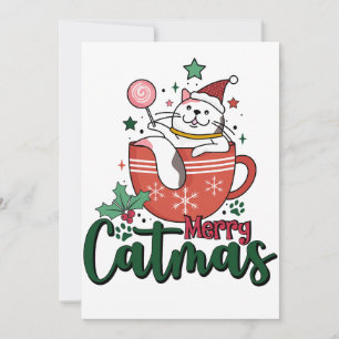 Convite Presente de Natal Feliz Catmas Fofo
