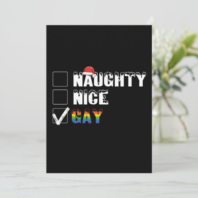 Convite Presente de Natal LGBT Orgulho Gay Arco-íris Malva (Em pé/Frente)