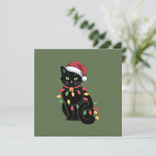 Convite Presente de Natal para Gatos Pretos, Gatinho de Na