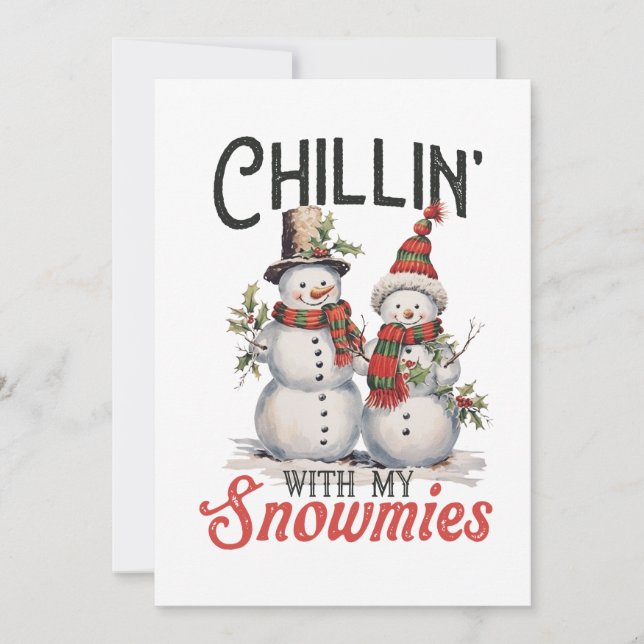 Convite Presente de Natal Relaxando Com Meus Snowmies (Frente)