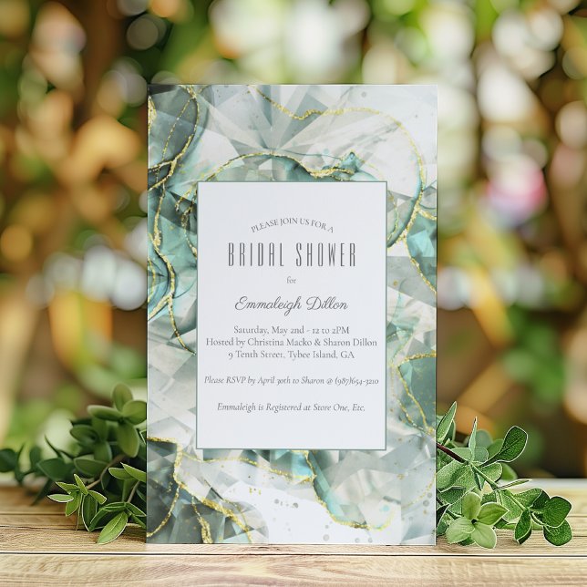 Convite Presente de Noivado Cristal Verde Salvia Aventurin (Criador carregado)