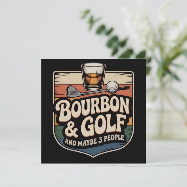 Convite Presente de Pai Engraçado de Golfe com Bourbon Vin (Em pé/Frente)