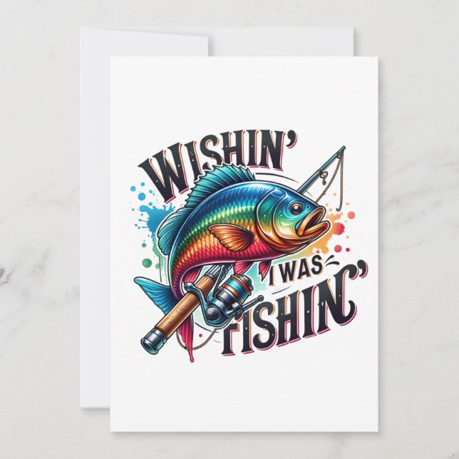 Convite Presente de Pescador Desejando que Estivesse Pesca (Frente)