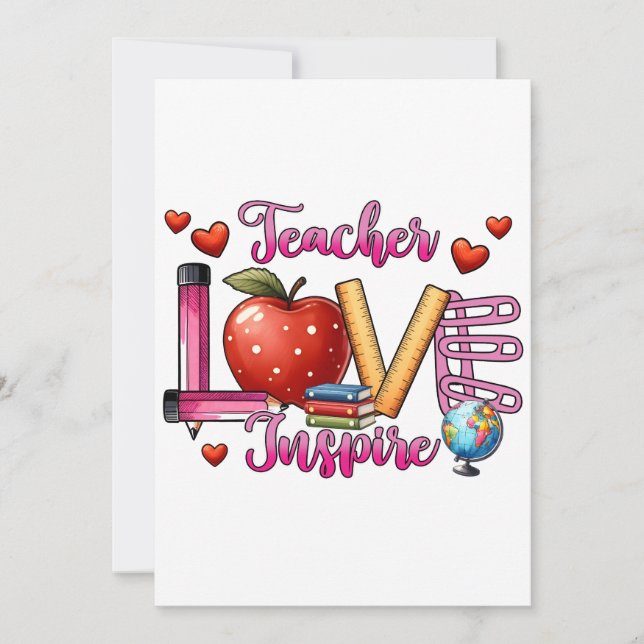 Convite Presente de Professor | Professor Amor Inspira (Frente)
