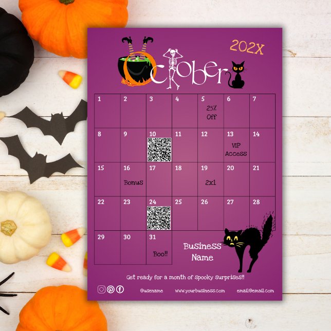Convite Presente de Promoção de Calendário Avançado de Con (Halloween Countdown Advent Calendar Promotion Gift Invitation)