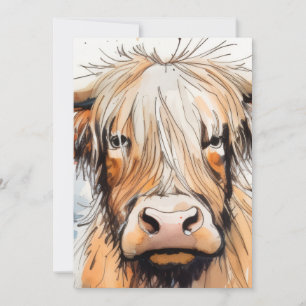 Convite Presente de vaca, vaca das Terras Altas 